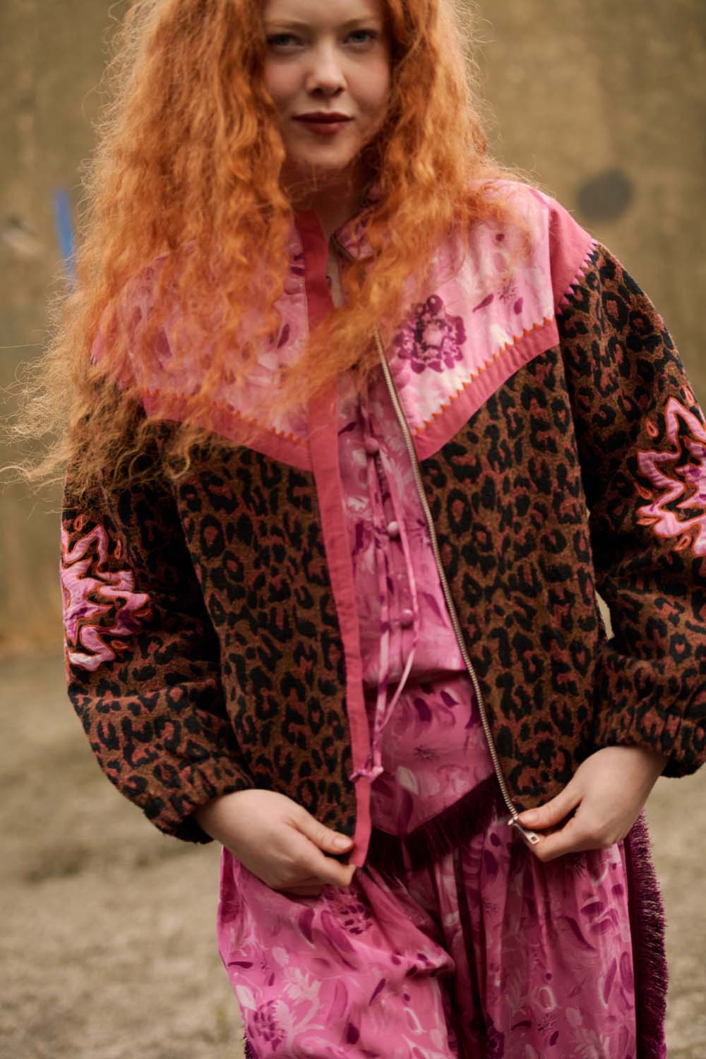 Carrie Jacket in Pink / Leopard