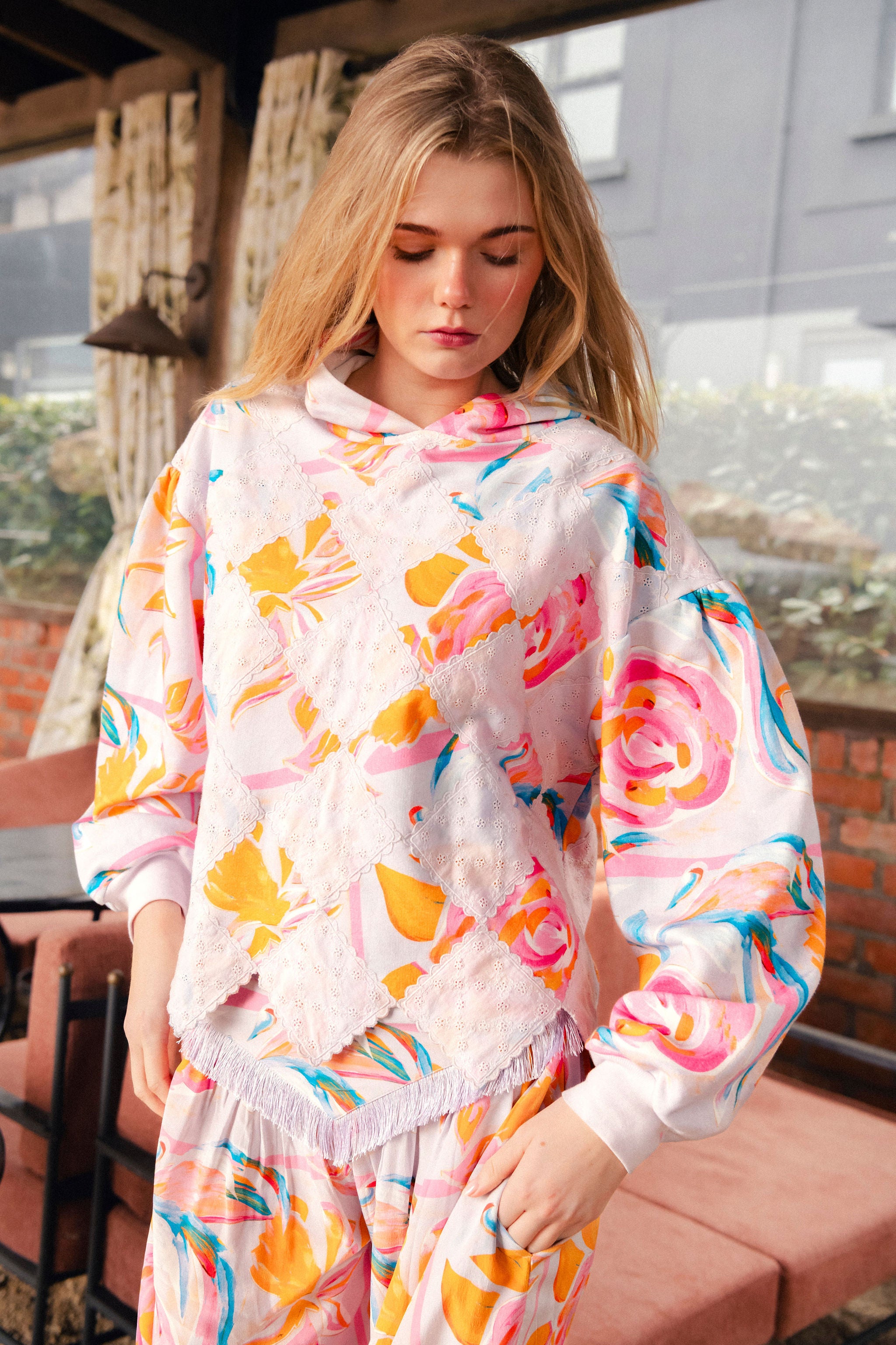 Ella Hoodie in multi pastel print