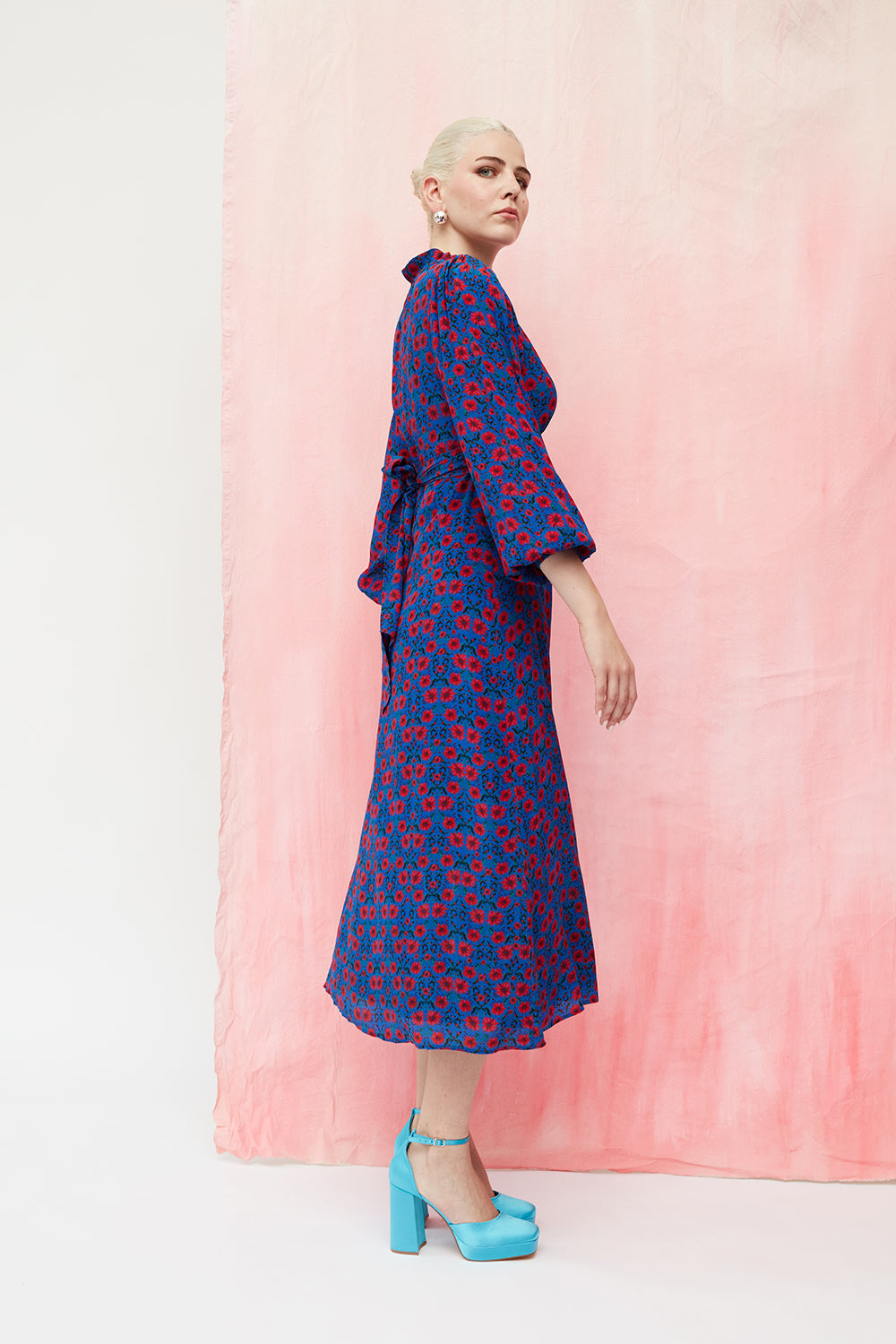 Barbara dress in blue silk