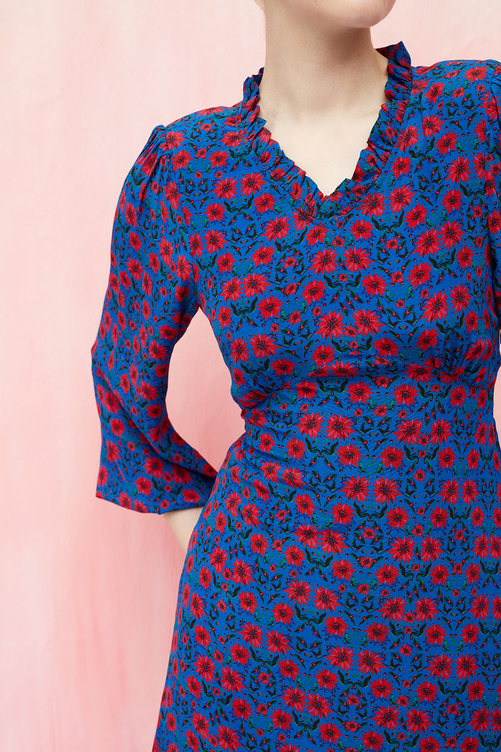 Barbara dress in blue silk