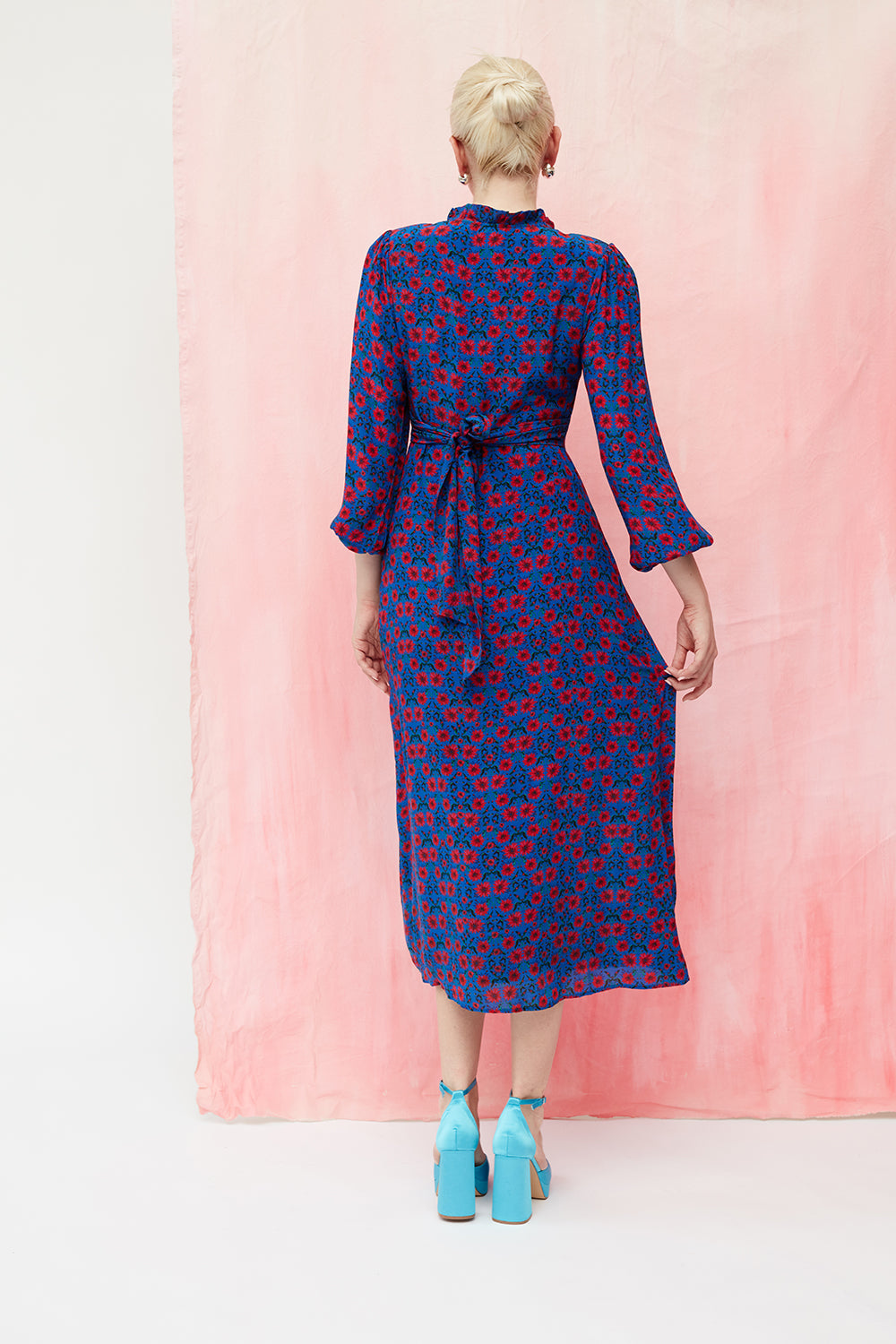 Barbara dress in blue silk