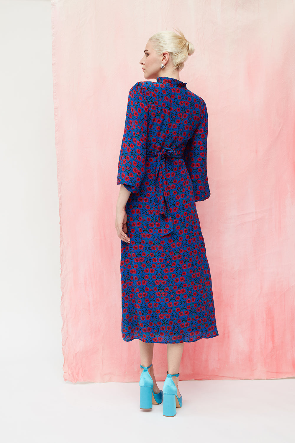 Barbara dress in blue silk