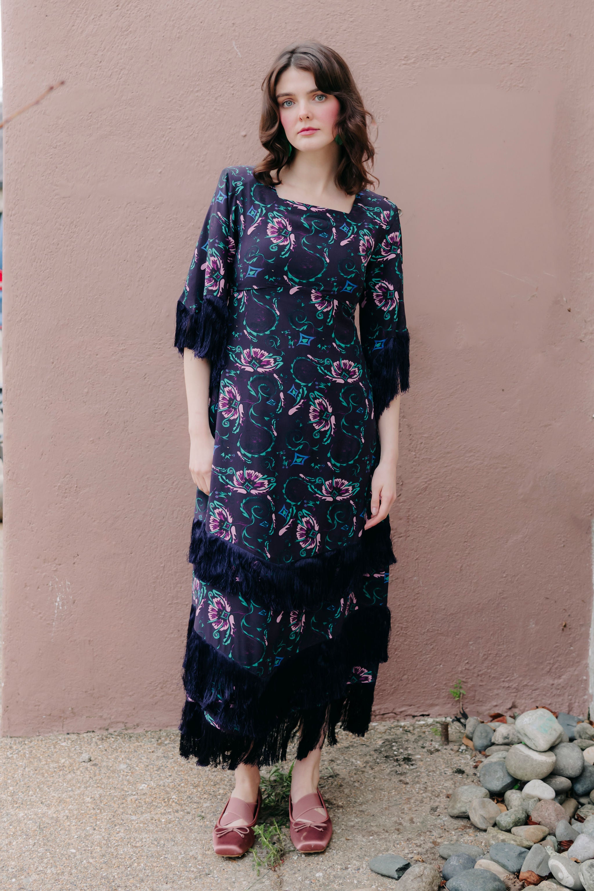 Silvana Dress in silk-midnight combo