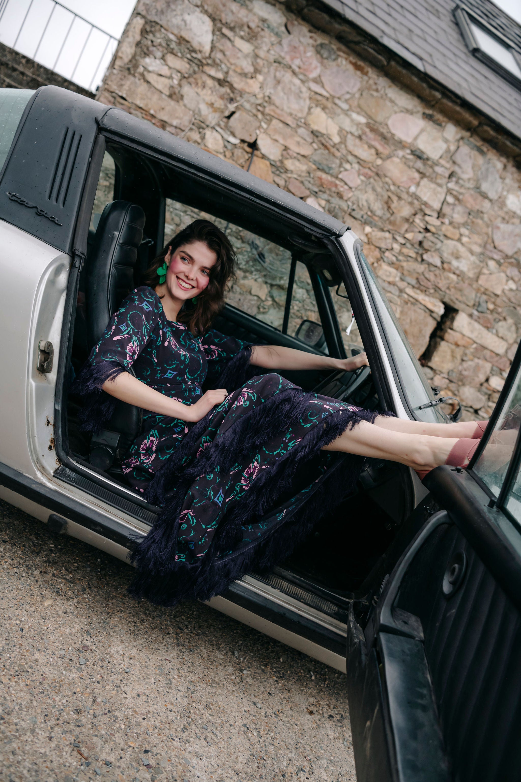 Silvana Dress in silk-midnight combo