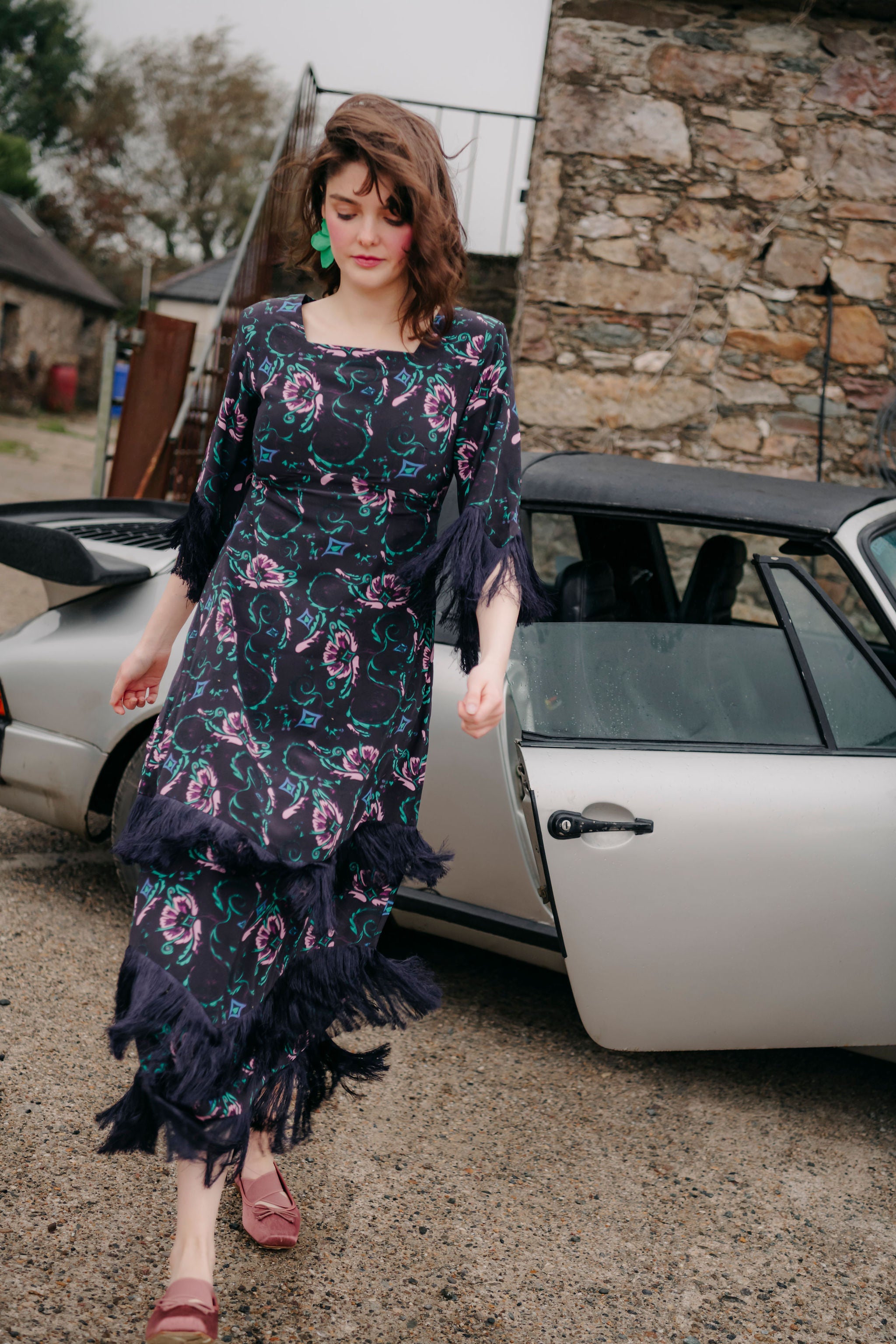 Silvana Dress in silk-midnight combo
