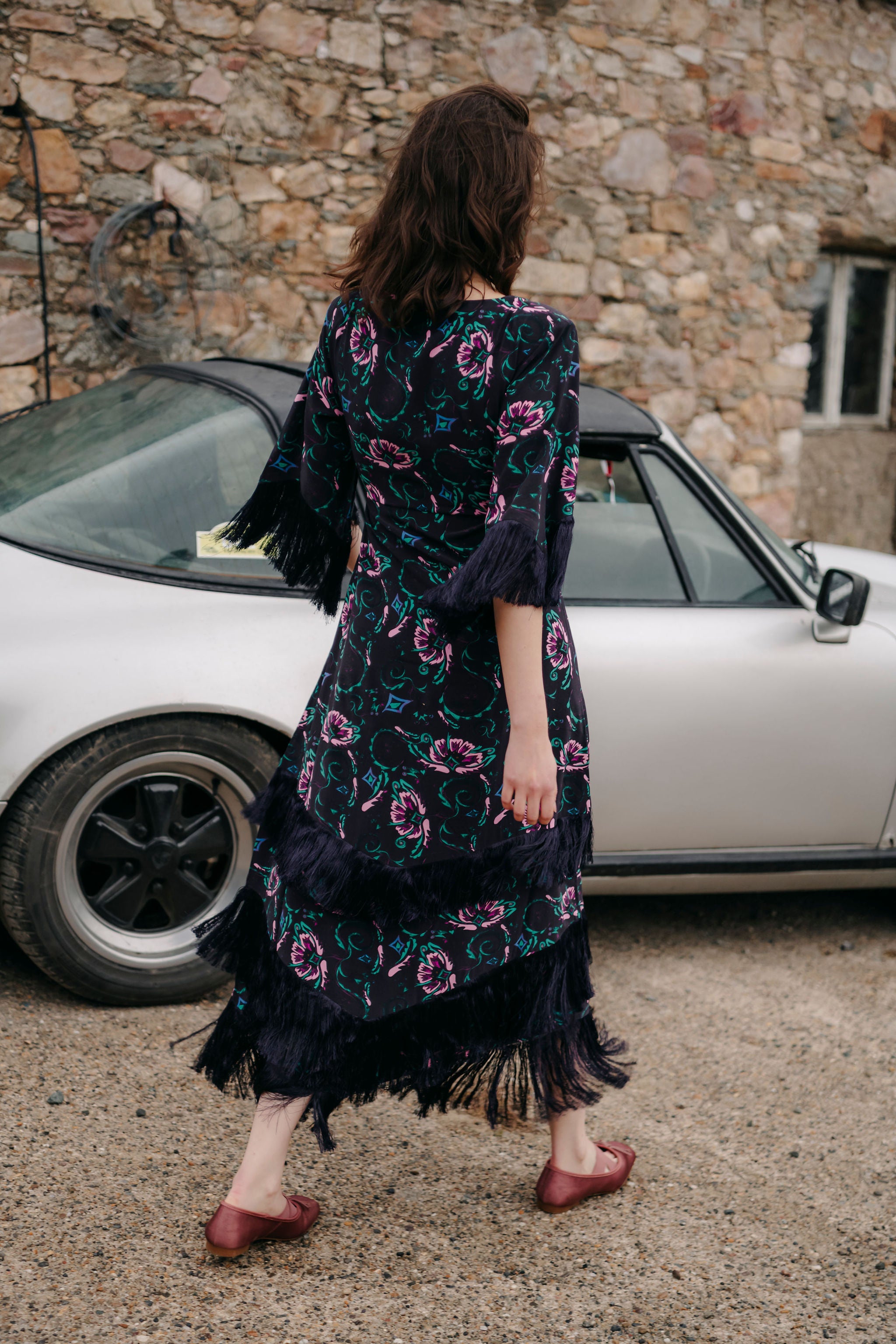 Silvana Dress in silk-midnight combo