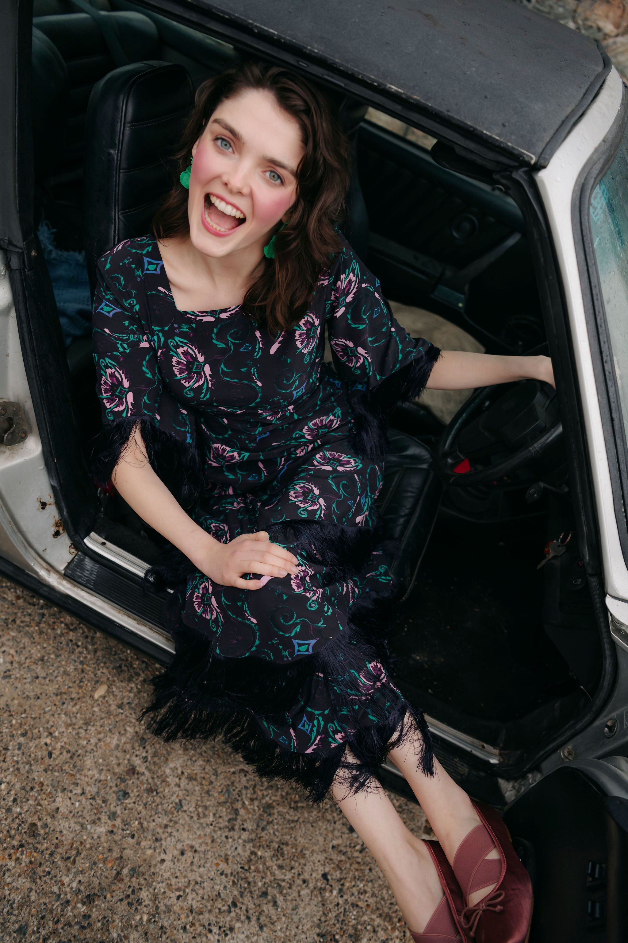 Silvana Dress in silk-midnight combo