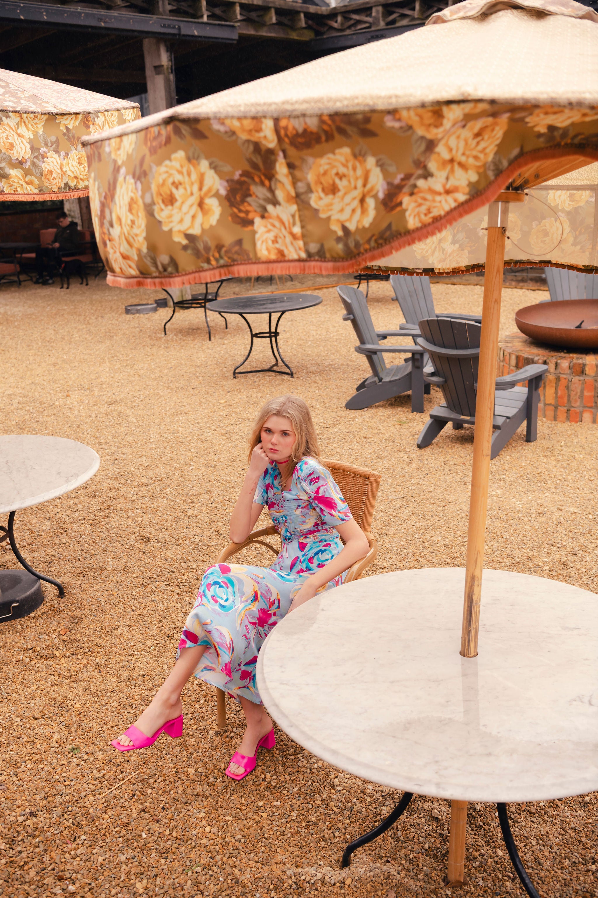 Orla Dress in multi pool blue print
