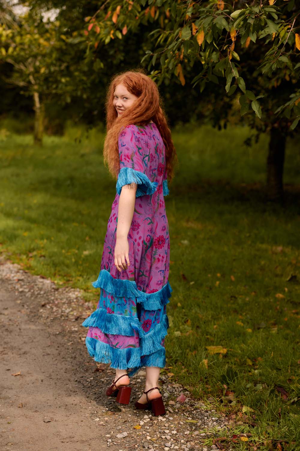 Silvana Dress in Purple Print