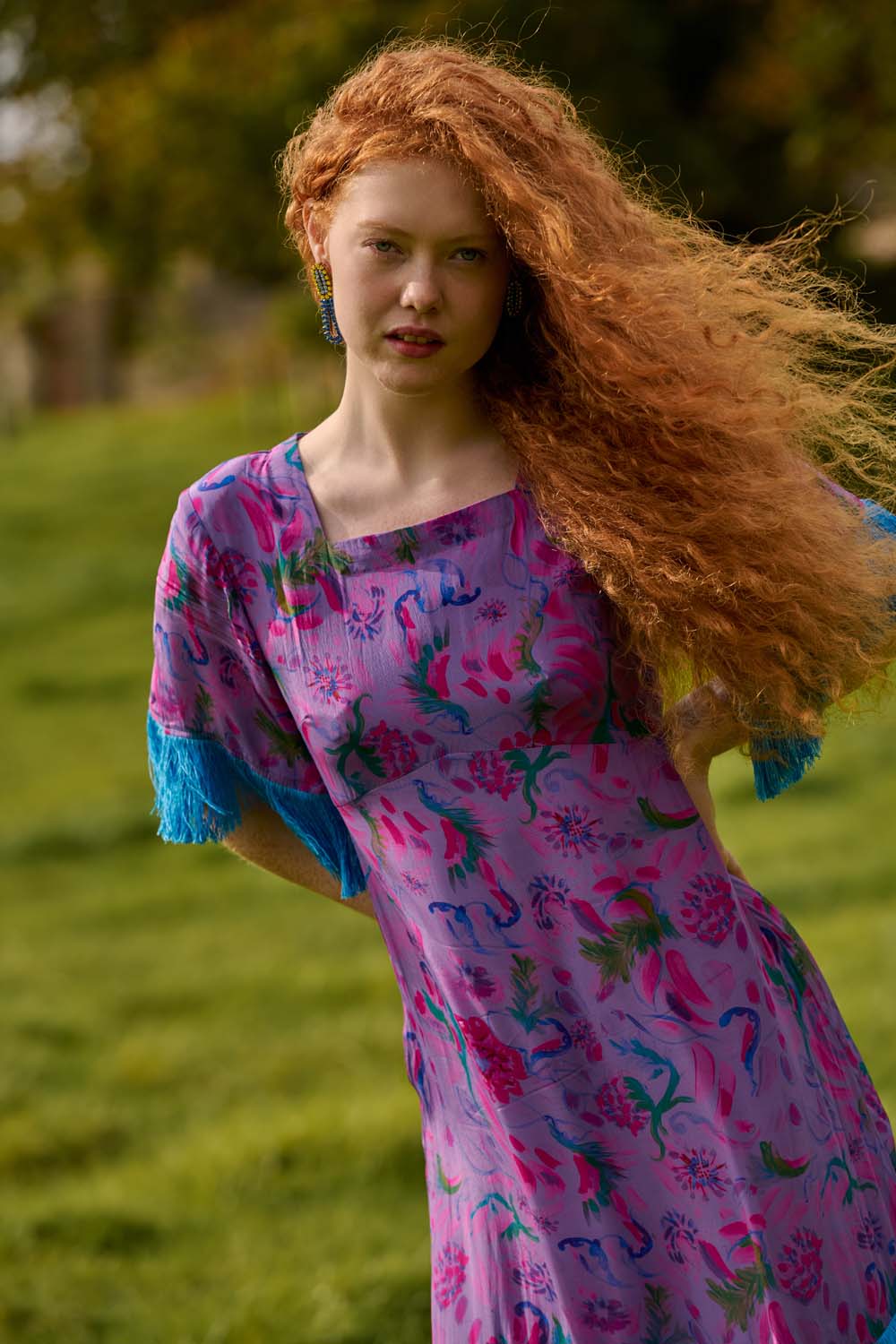 Silvana Dress in Purple Print