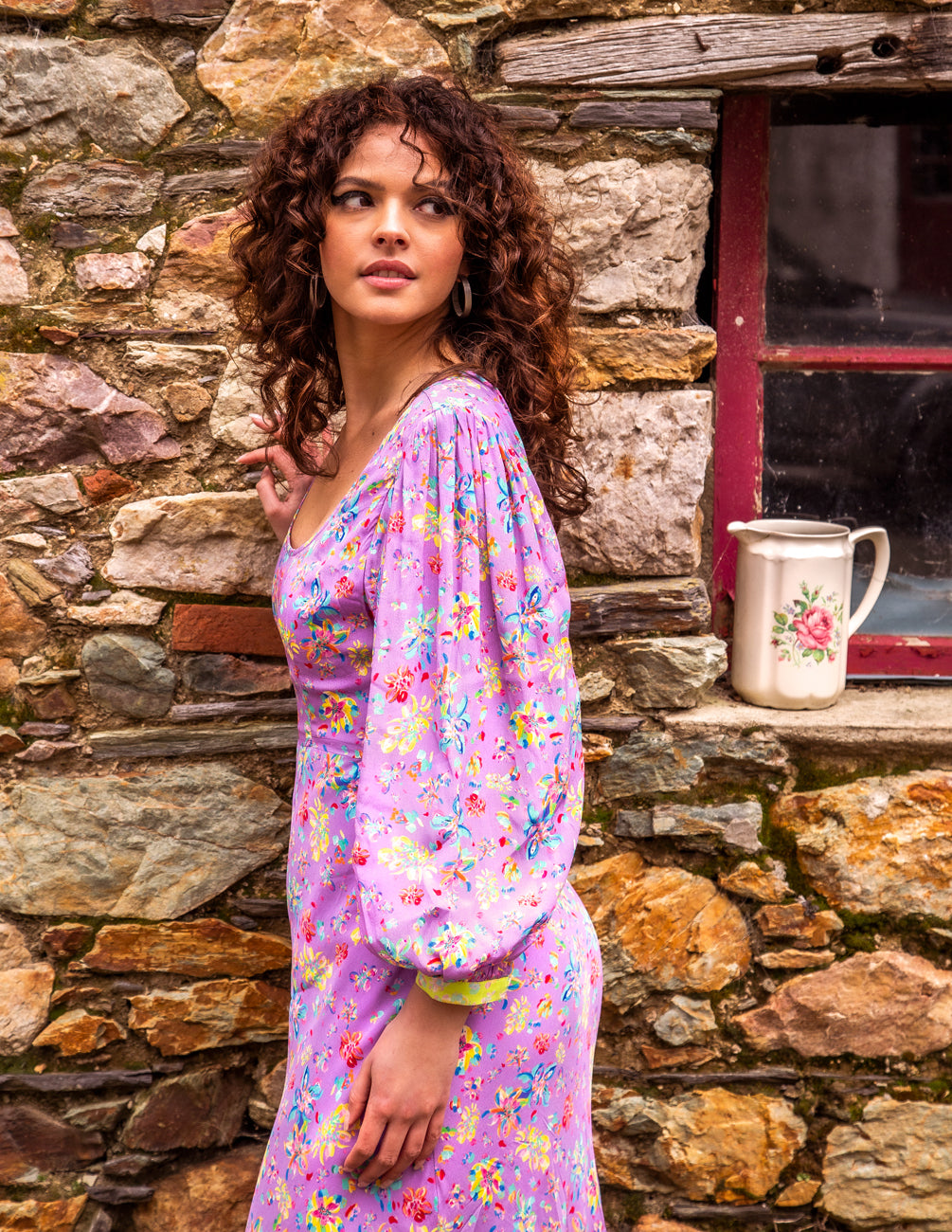 The Helena dress in lilac and lime