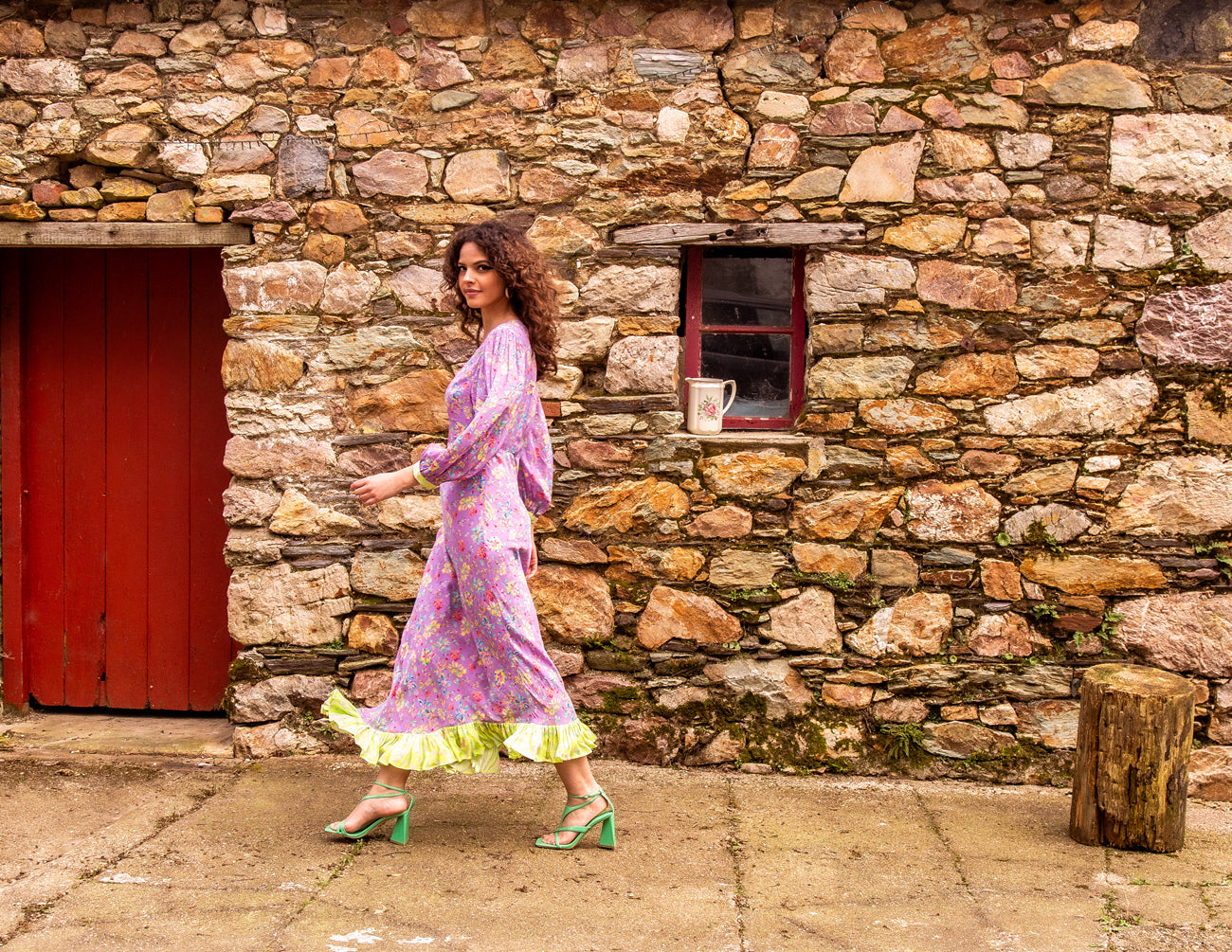 The Helena dress in lilac and lime