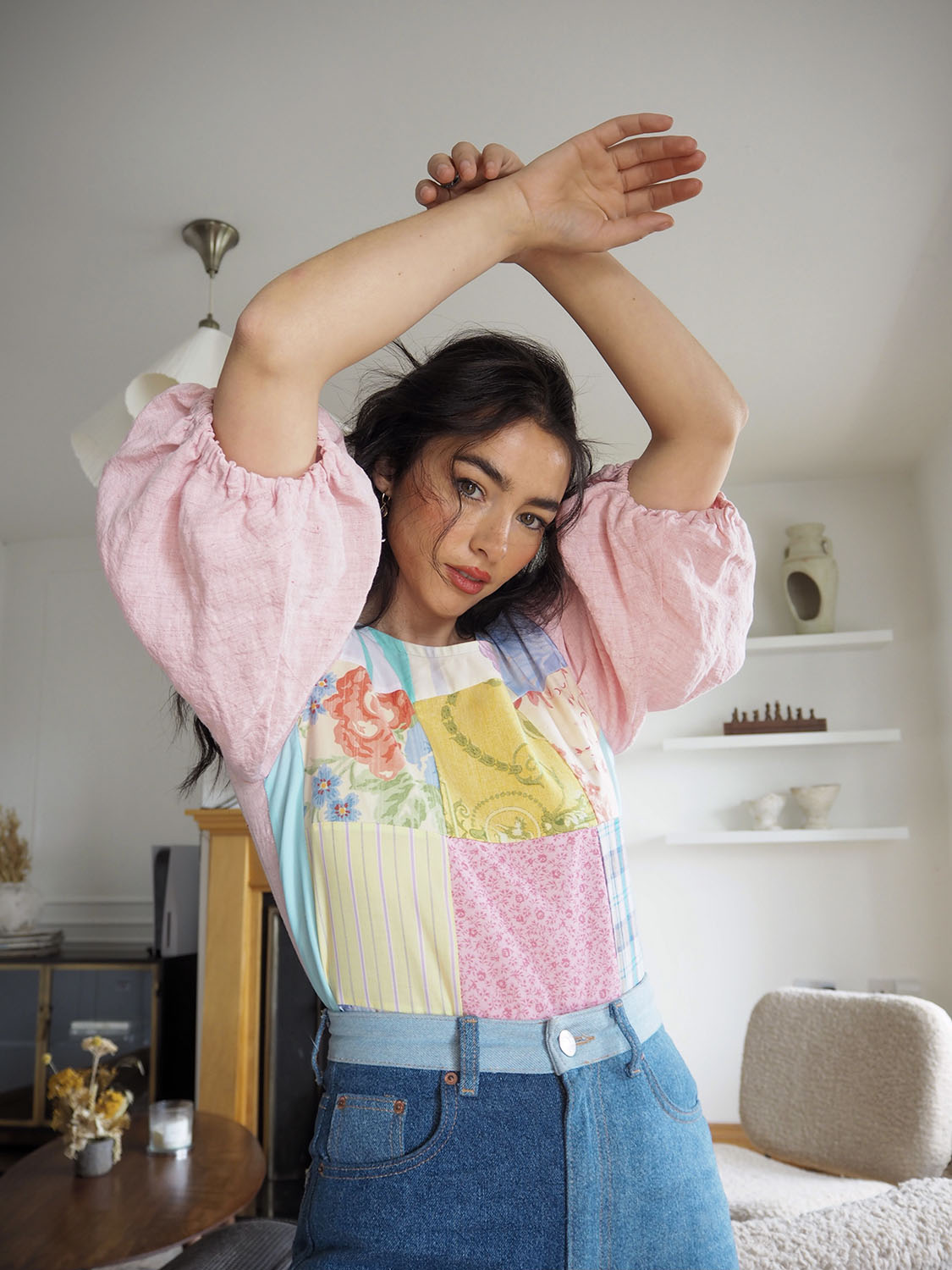 Ruthie patchwork linen top2
