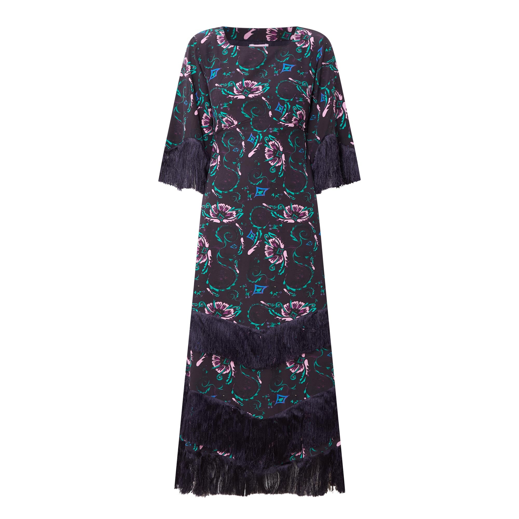 Silvana Dress in silk-midnight combo