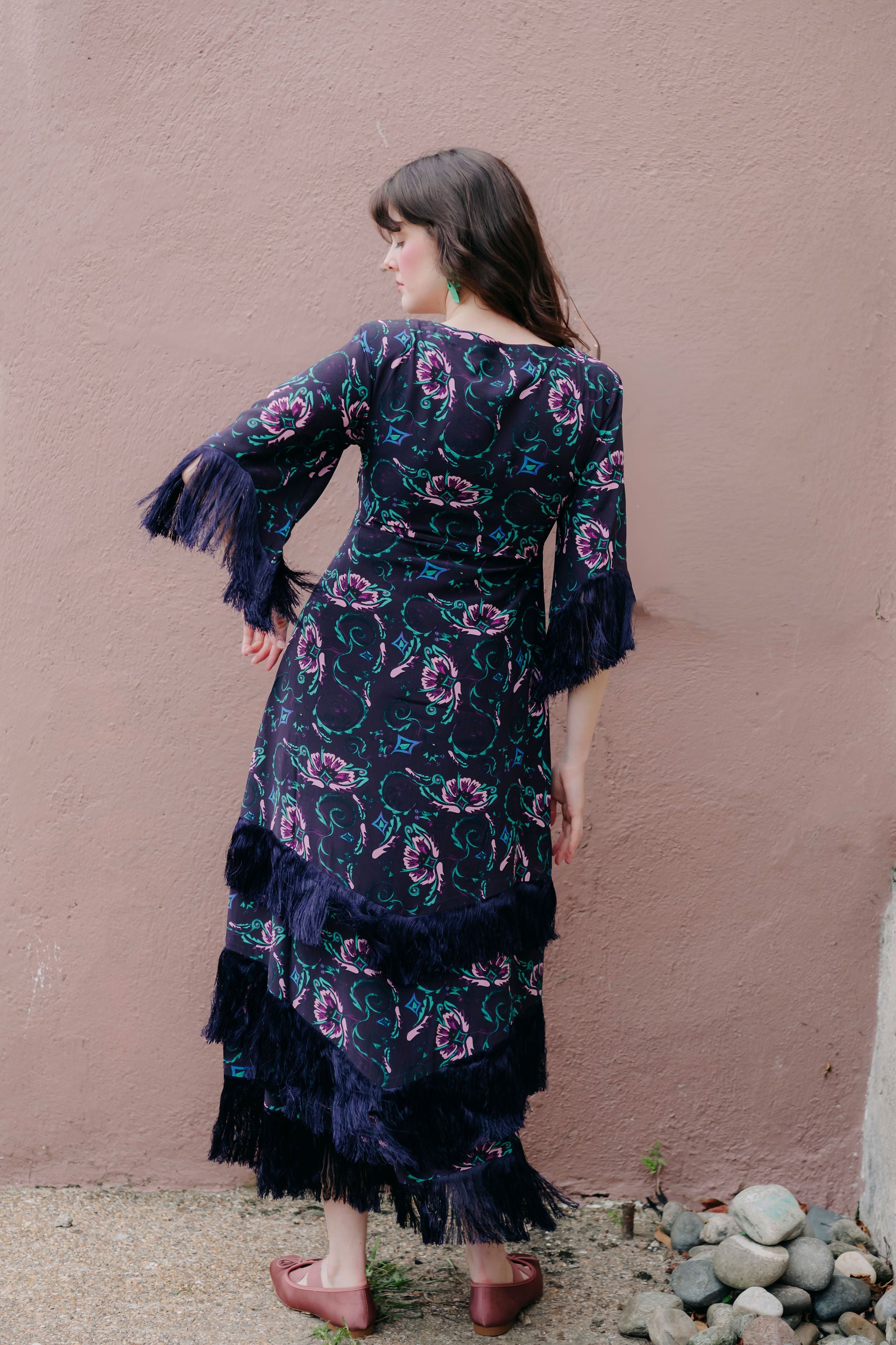 Silvana Dress in silk-midnight combo