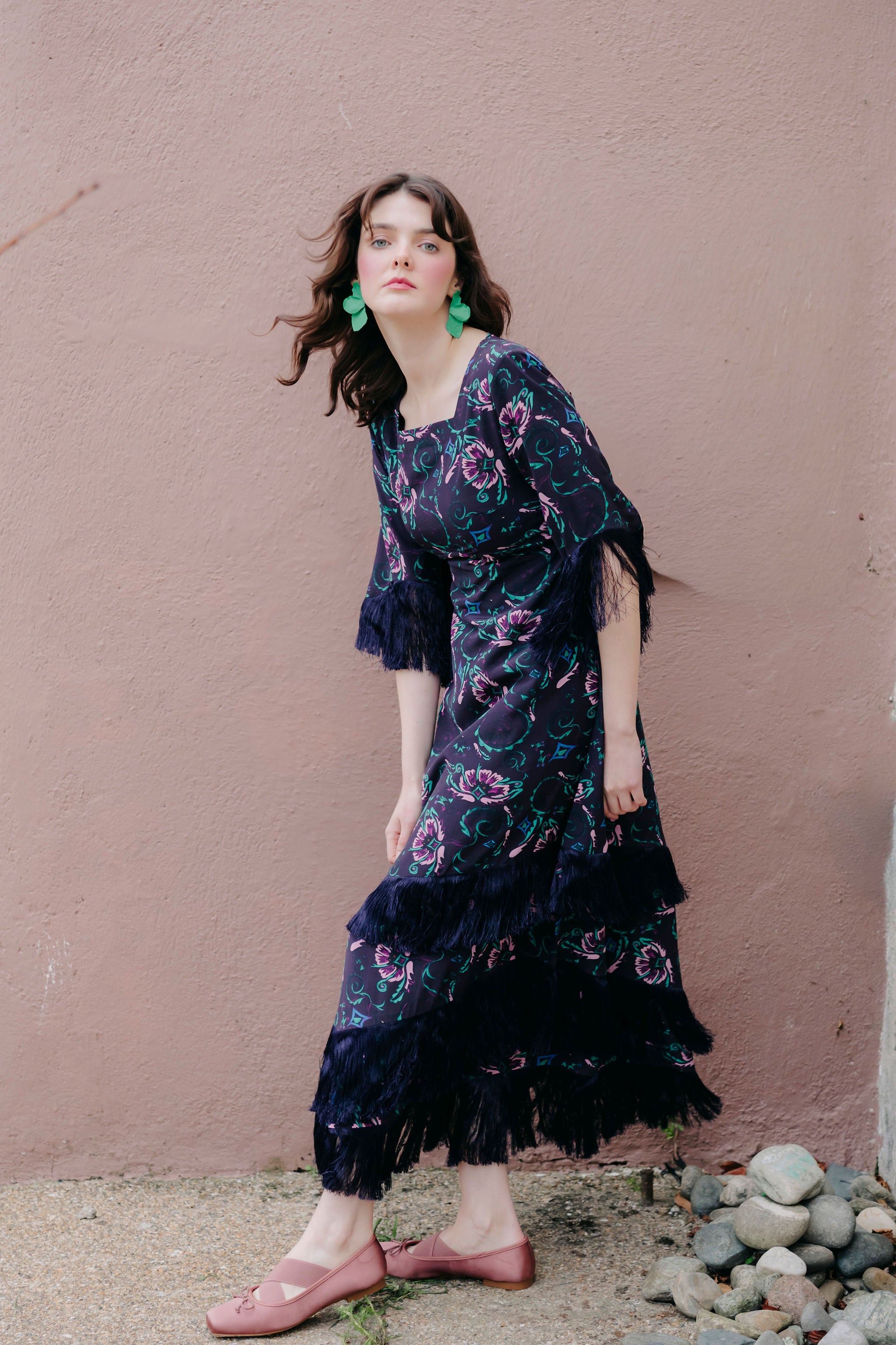Silvana Dress in silk-midnight combo