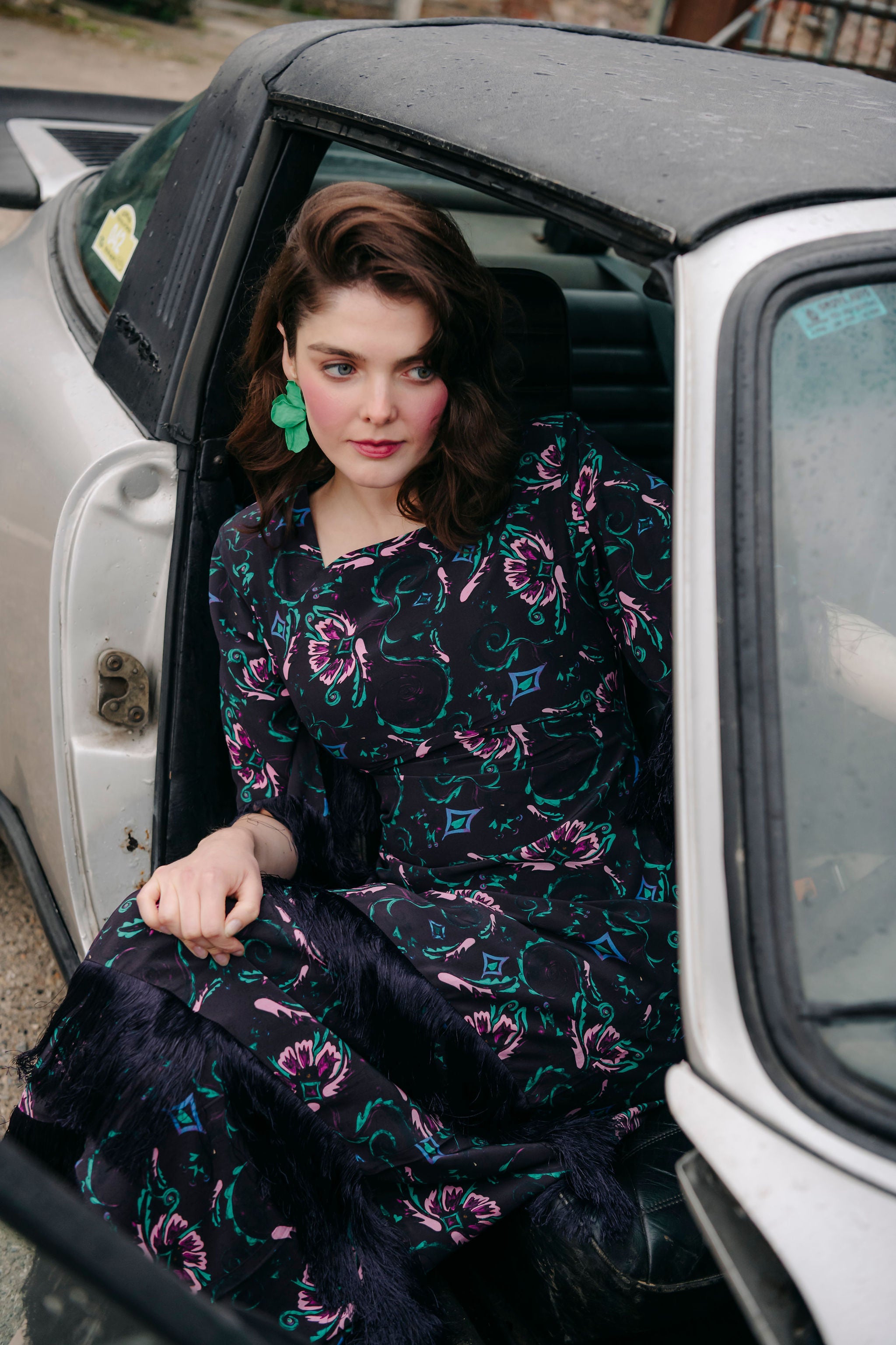 Silvana Dress in silk-midnight combo