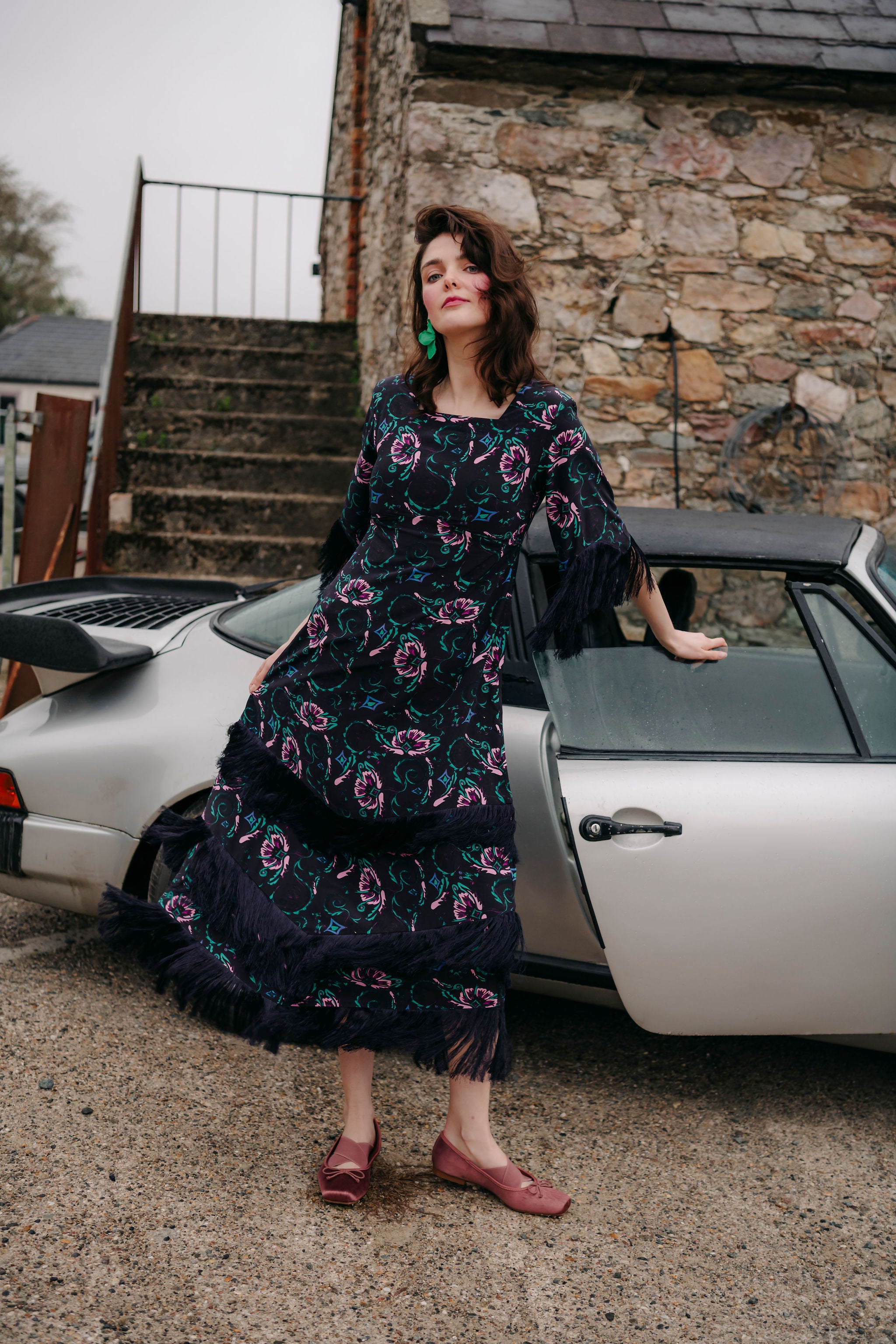 Silvana Dress in silk-midnight combo