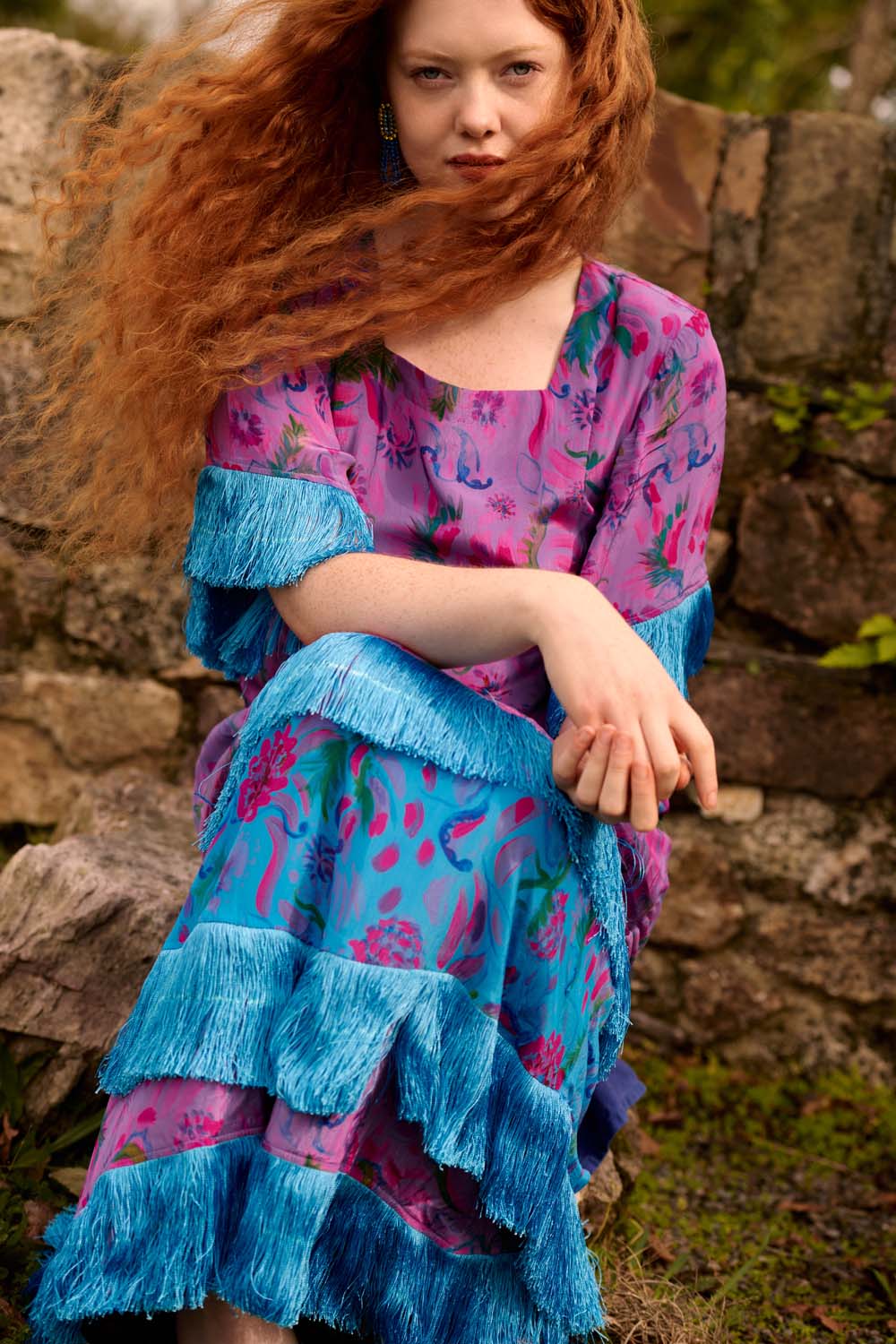 Silvana Dress in Purple Print