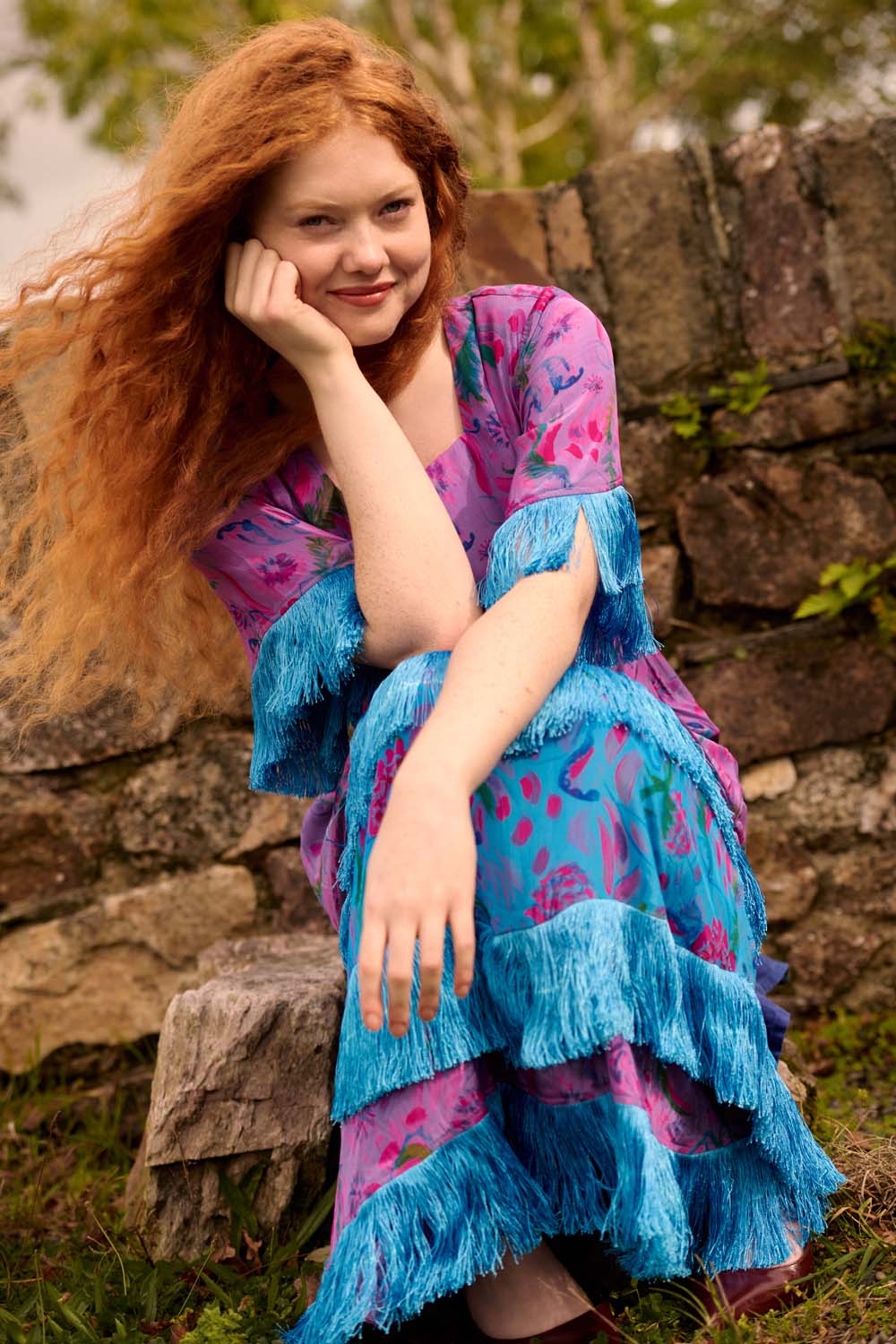 Silvana Dress in Purple Print