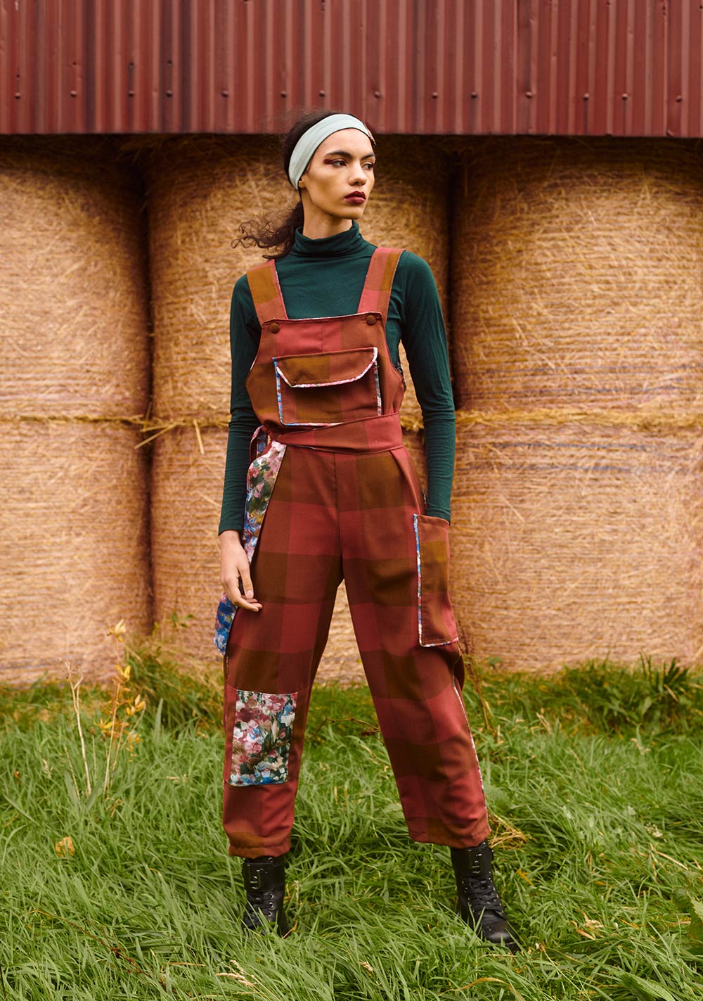 Clo dungarees red check 01