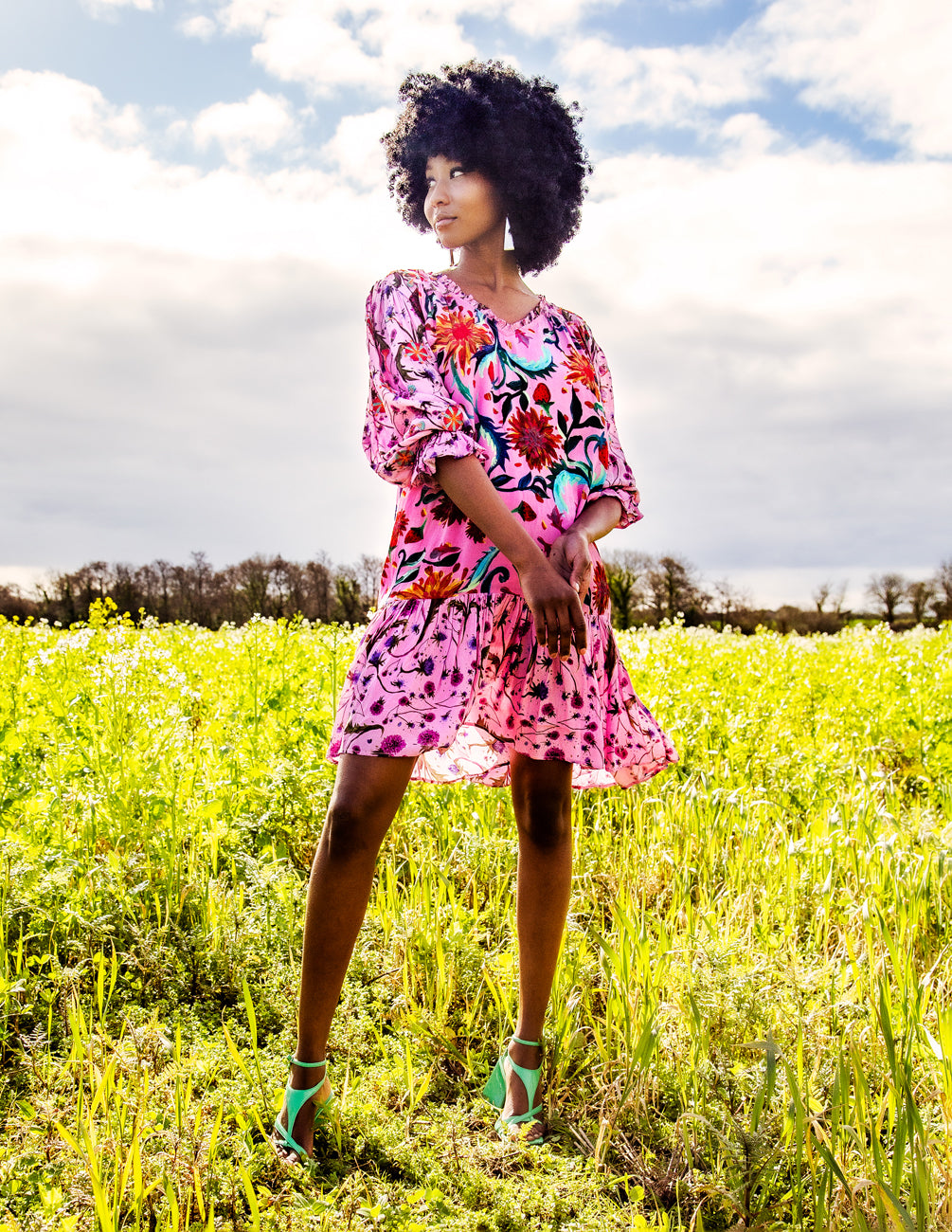 The Aine dress in pink