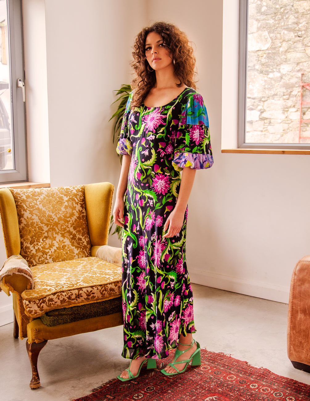 The Aisling dress in navy/black strawberry print