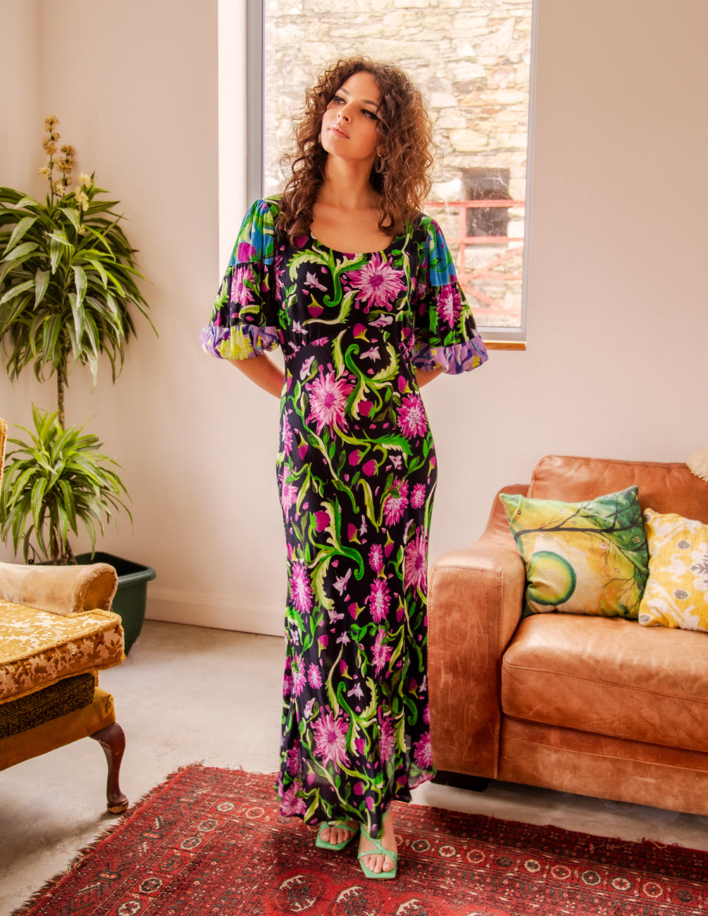The Aisling dress in navy/black strawberry print