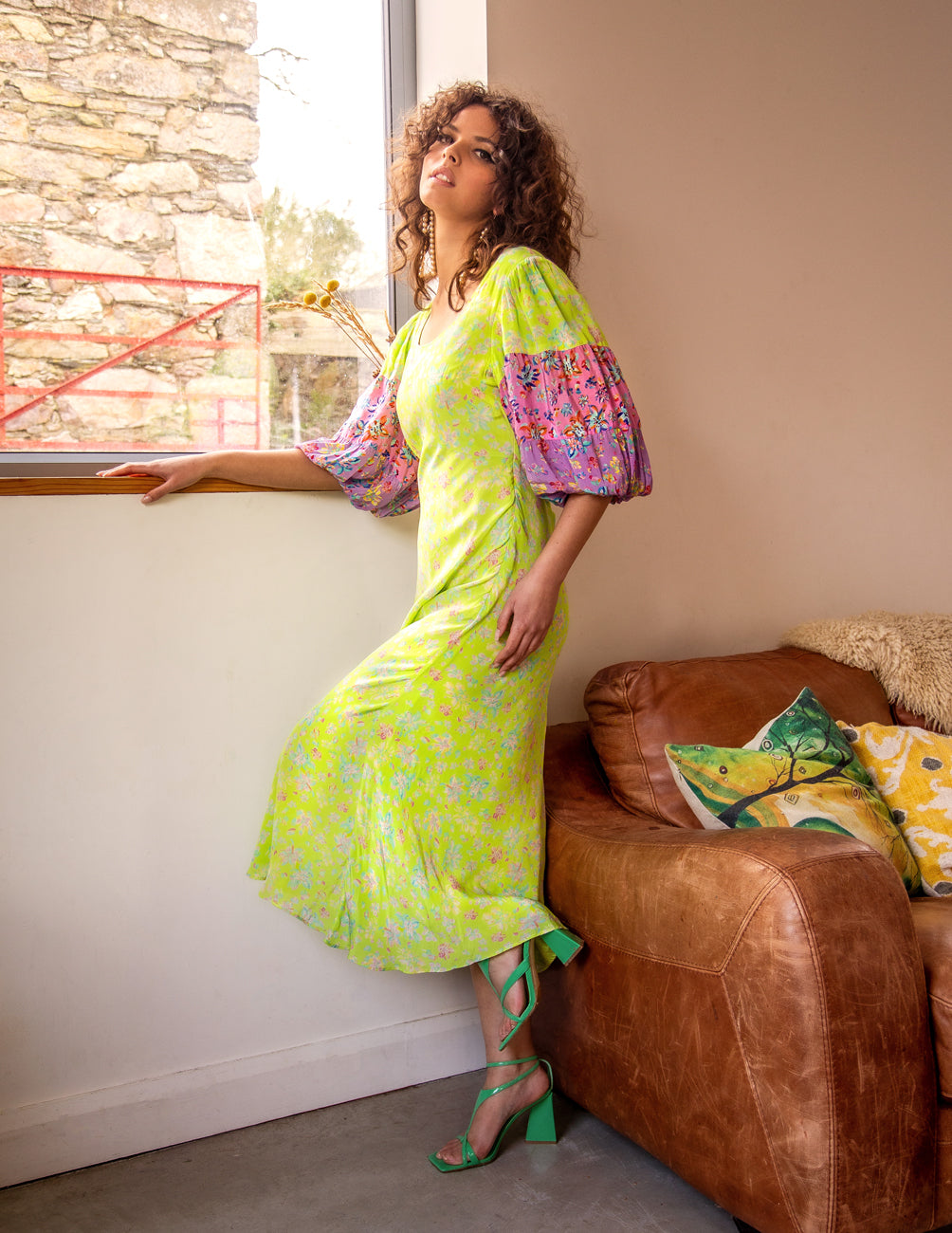 The Aisling dress in lime