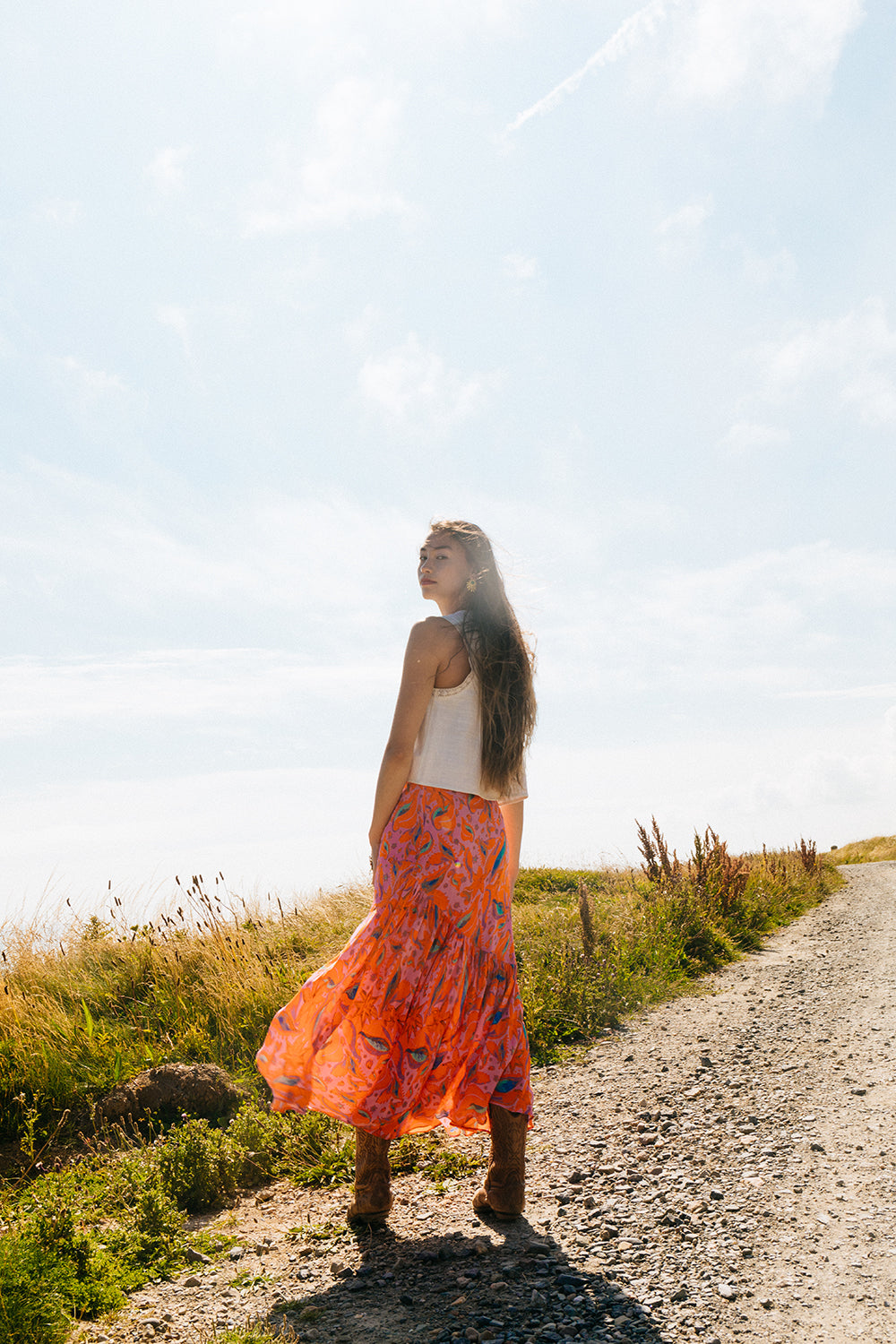 Ferifolk bella skirt orange fibre 66